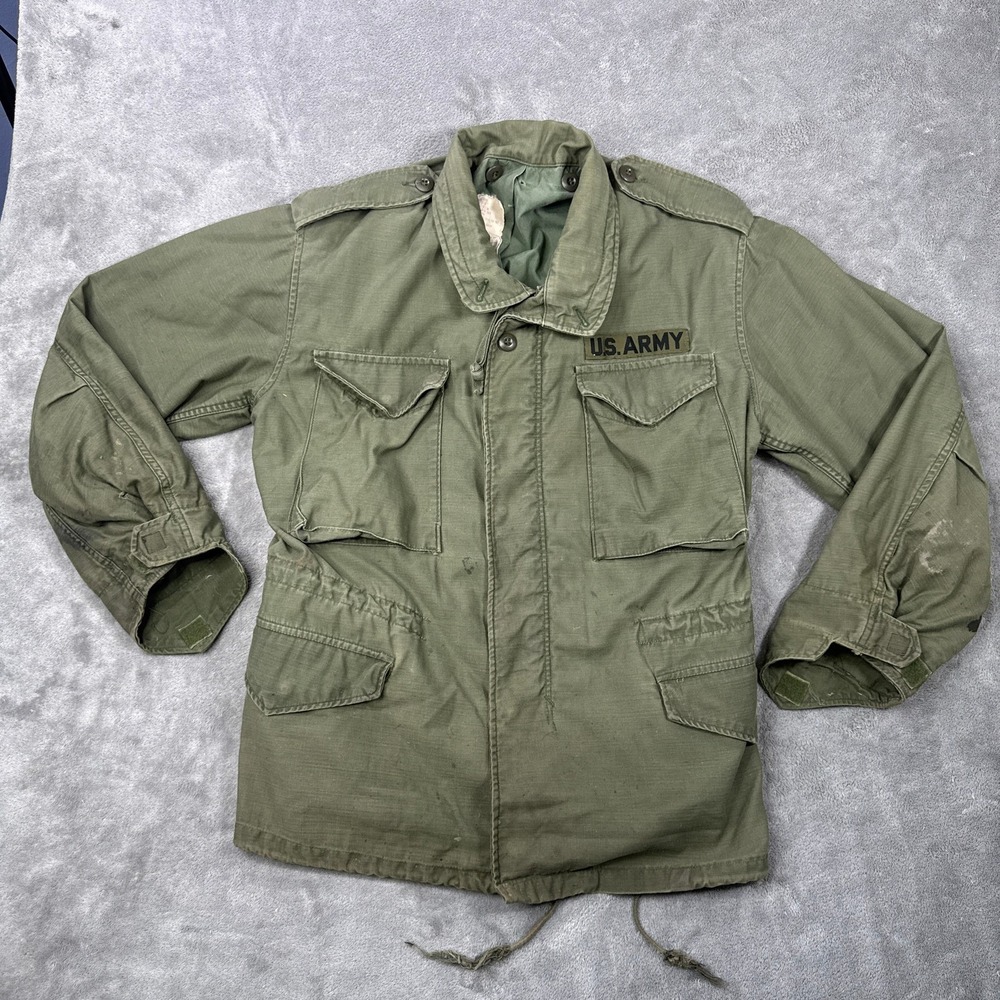 Vintage US Army M65 Field Jacket Mens SMALL SHORT Olive Green Cold Weather 70s